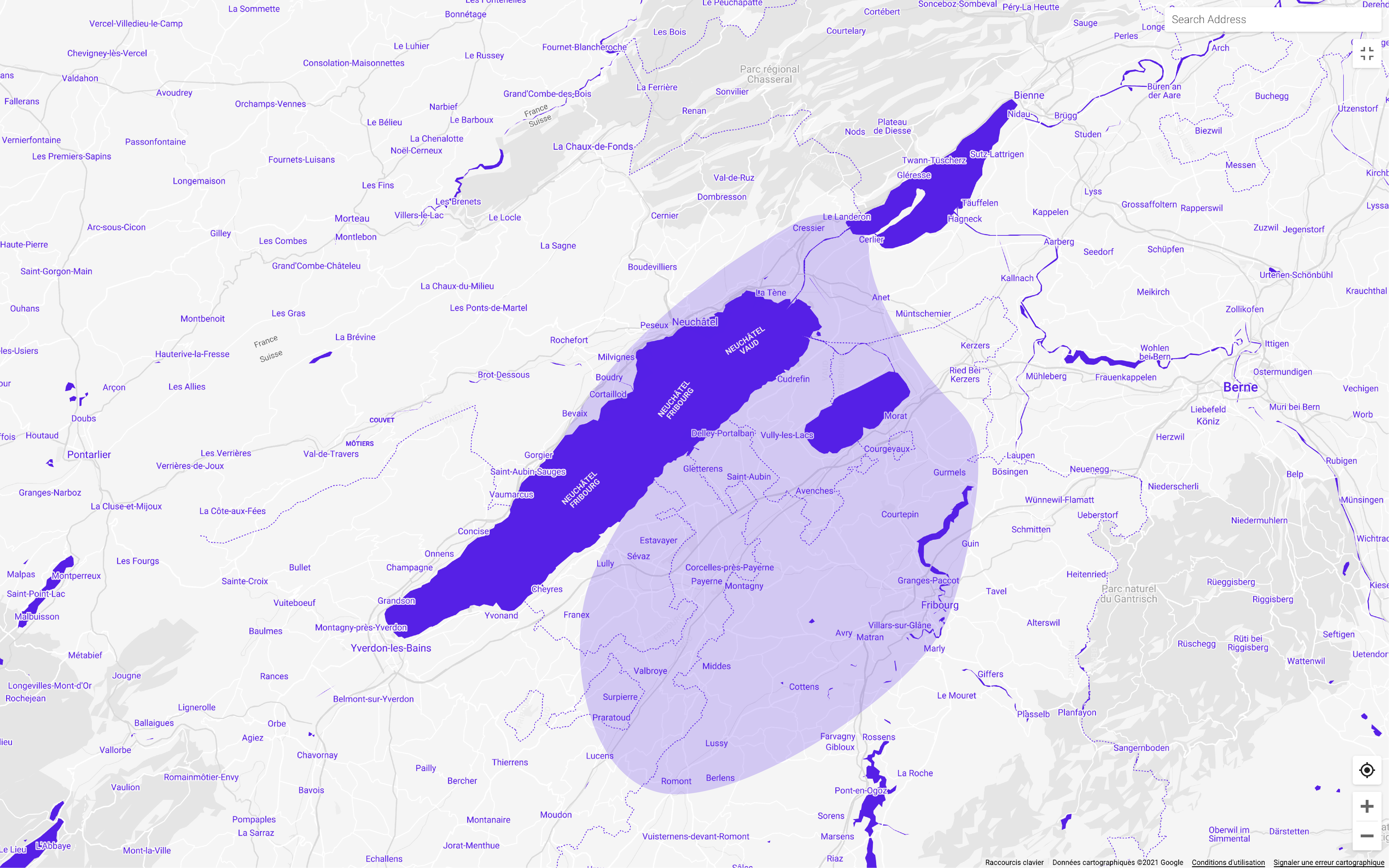 map avec une zone tarifaire